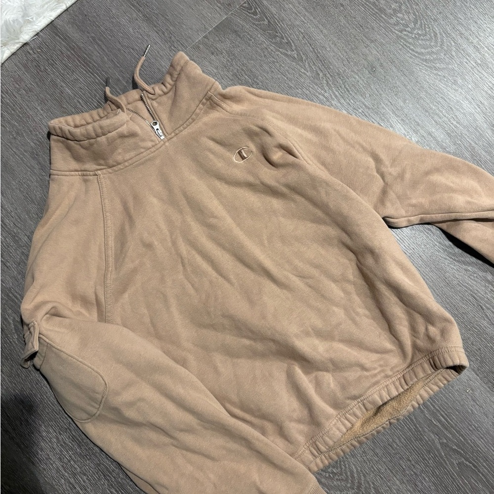 Champion Fleece-Lined Half-Zip Pullover in Beige